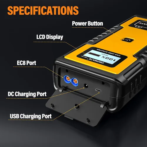 Vista 6 de Arrancador de Coche 1000A, Arrancador de Súper Condensador Sin Batería para Motores de Gasolina y Diésel de 12V, Arrancador Portátil de 12V