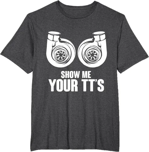 Vista 61 de Funny Show Me Your TT's Twin Turbo Car Racing Camiseta, Negro, S