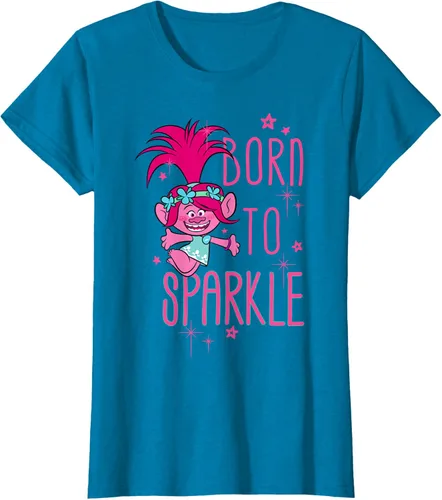 Vista 87 de DreamWorks Trolls Camiseta Born to Sparkle Negro
