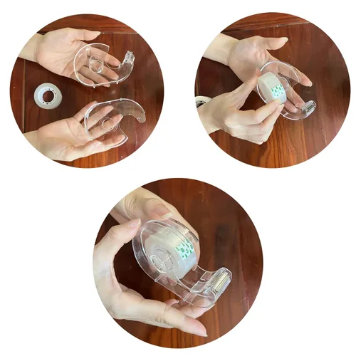 Vista 3 de Cinta transparente de oficina con dispensador de fácil corte y diseño recargable, 3/4 pulgadas de ancho, paquete de 16 rollos Adhesivo fuerte