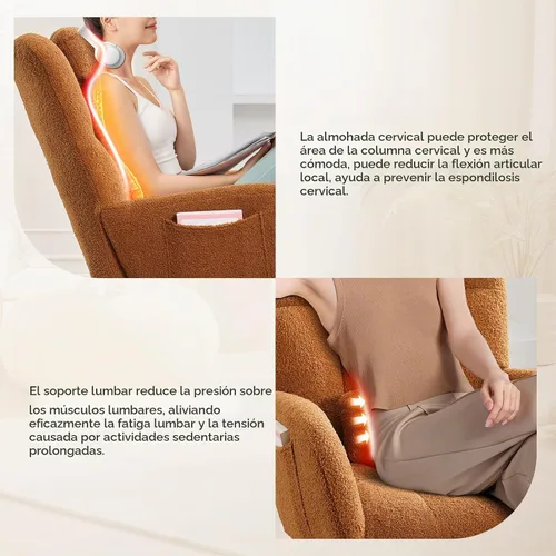 Vista 7 de Mecedora deslizadora tapizada con patas de madera para sala de estar, dormitorio, cuarto de bebé, incluye bolsillos laterales