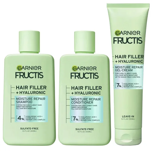 Vista 12 de Garnier Fructis Hair Filler Gel-Crema Reparadora de Humedad, Gel para el Cabello para Rizos y Ondas con Ácido Hialurónico, 5.1 Fl Oz, 1 Unidad