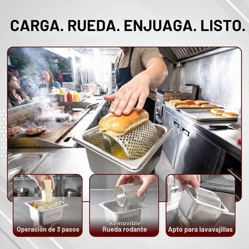 Vista 5 de Esparcidor de mantequilla de acero inoxidable, rodillo de mantequilla para plancha que puede contener 3 barras de mantequilla, rueda esparcidor
