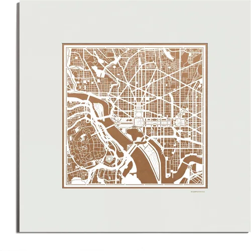 Vista 75 de O3 Design Studio San Diego, CA Paper Cut Map Matted Grey 20x20 in Paper Art