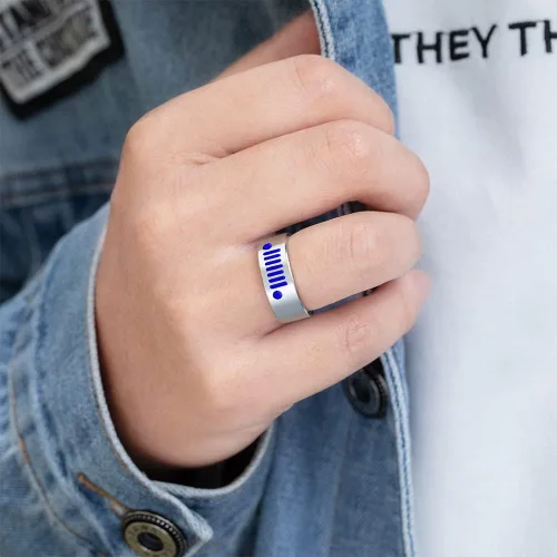 Vista 4 de Anillo JeepGrill con nombre personalizado para hombres y mujeres, unisex, anillo de pareja, regalo de joyería personalizado para niña