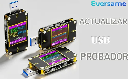 Vista 5 de Eversame Multímetro USB C, Probador de Potencia, Voltímetro y Amperímetro, Probador de Carga, Monitor de Voltaje y Corriente con Cable Trenzado C a