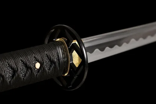 Vista 9 de Katana negra de 41 pulgadas, espada afilada samurái japonesa T10, hoja de acero de alto carbono afilada