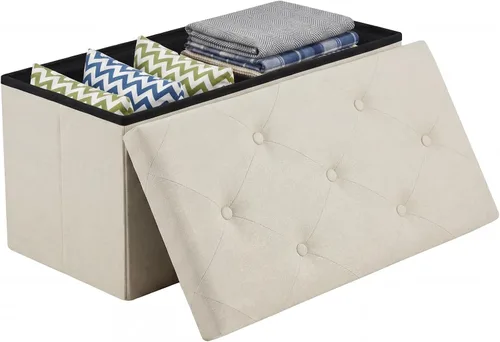 Vista 21 de Sweetcrispy Banco otomano de almacenamiento de 30 pulgadas, otomana Beige