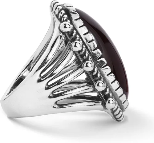 Vista 5 de Anillo ovalado con piedras preciosas de ojo de tigre de color marrón americano del oeste, tallas 5 a 10, Metal Metal Piedra preciosa, ojo de tigre