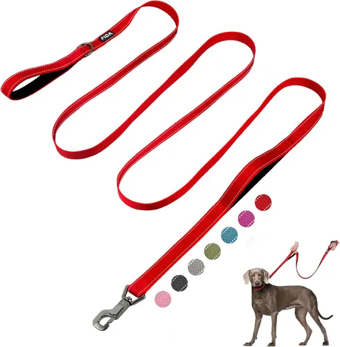 Vista 39 de Fida Correa resistente de 4 pies para perro con 2 cómodas asas acolchadas, asa de tráfico y gancho avanzado de fácil presión, correa reflectante