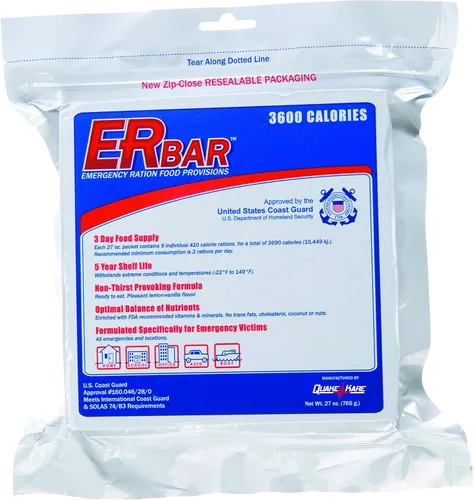 Vista 4 de ER Emergency Ration Barras de alimentos de 2400 calorías para kits de supervivencia y preparación para desastres, caja de 20, 1AC