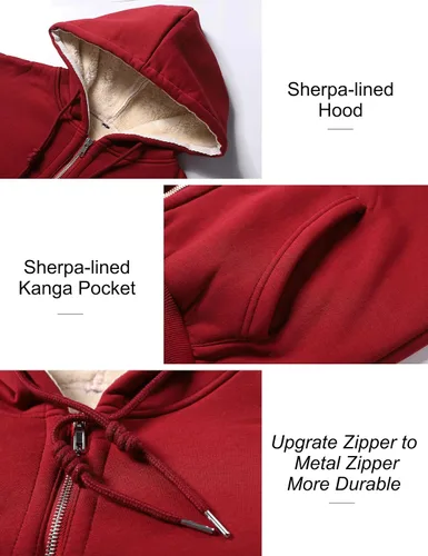 Vista 6 de Flygo Sudaderas con capucha de invierno para mujer, con cremallera, forro polar y forro de sherpa