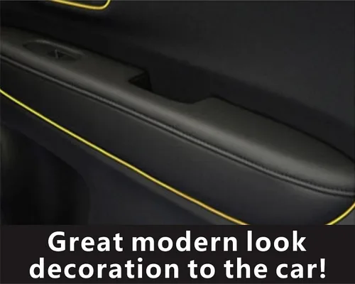 Vista 5 de Panel de puerta de moldura decorativa para interior de automóvil, tira de 10 pies (amarillo)
