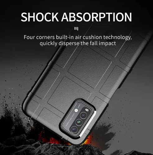 Vista 9 de CCSmall Funda para Xiaomi Redmi 9T Resistente a prueba de golpes HD Negro TPU texturizado y PC híbrido con agarre antideslizante, bordes elevados