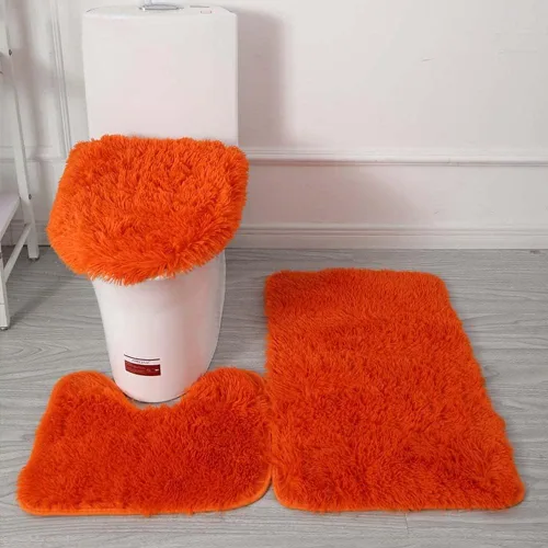 Vista 9 de Juego de 3 tapetes de baño para baño, suaves, antideslizantes, suaves, en forma de U, tapete para inodoro, tapete de baño y tapa de inodoro