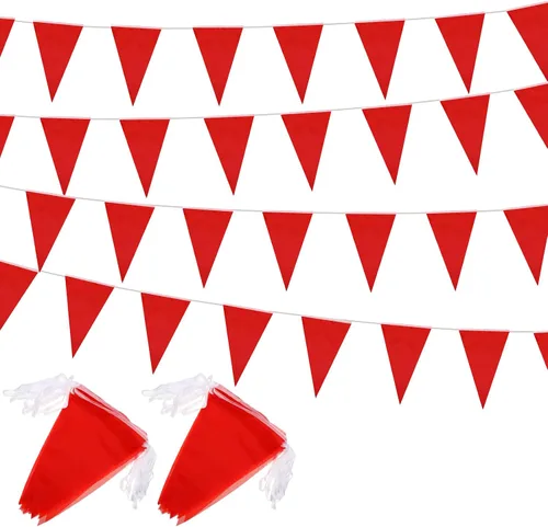 Vista 9 de Panelee Banderines en blanco de 300 pies para colgar, 180 piezas de guirnaldas triangulares para apertura, graduación, fiesta de cumpleaños