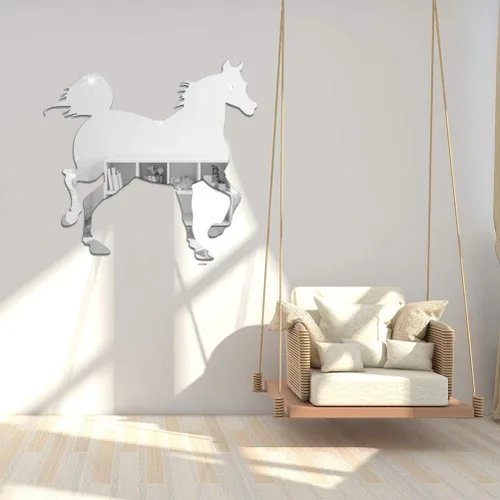 Vista 6 de FOMIYES Decoración para el hogar, espejo acrílico 3D, decoración en forma de caballo, calcomanías de arte de pared autoadhesivas para el hogar, sala