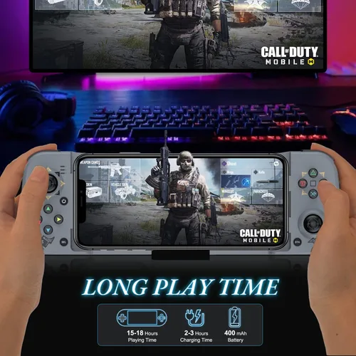 Vista 5 de arVin Bluetooth 5.0 Wireless Gaming Controller for iPhoneiPadiOSAndroidSamsungPC Gamepad Joystick with Back Button, Analog Triggers, Stretchable, 18