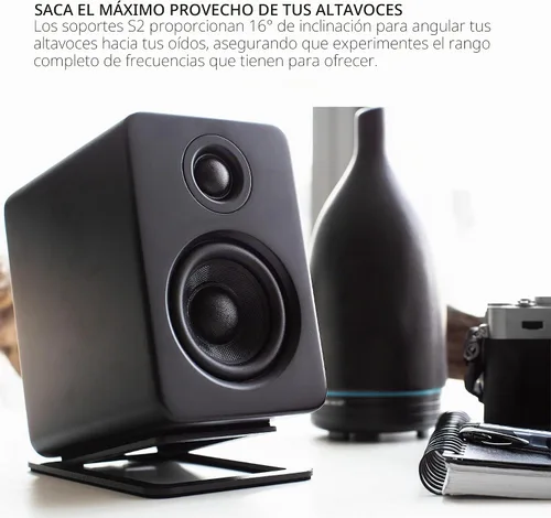Vista 4 de Kanto S2 - Soportes de altavoz de escritorio inclinados para altavoces pequeños y monitores de estudio compactos de 2 a 3 pulgadas Soporta 6