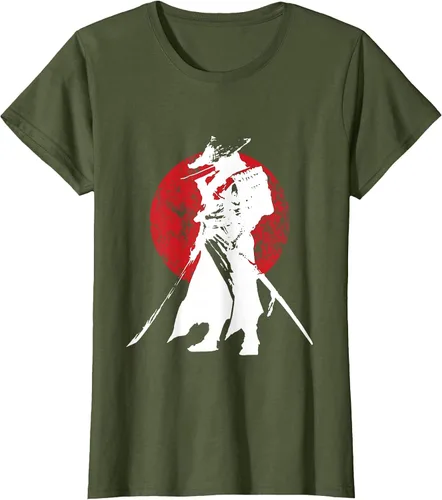 Vista 17 de Vintage Japanese Samurai Retro Bushido Warrior Japan Sword T-Shirt Asphalt Grey