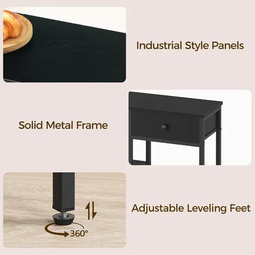 Vista 8 de YATINEY Soporte de TV con 3 cajones de tela para TV de hasta 50 pulgadas, consola multimedia industrial de 47.2 pulgadas, centro de entretenimiento
