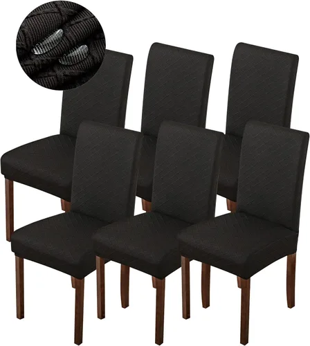Vista 29 de Genina Fundas impermeables para sillas de comedor, fundas para sillas Parsons de cocina, fundas para sillas Parsons (beige, 2 piezas)