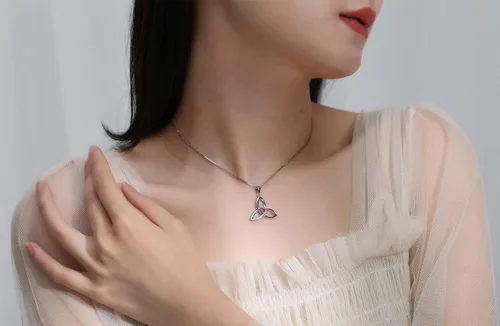 Vista 5 de JIANGXIN Irish Celtic Triquetra Knot Birthstone 925 Sterling Silver Pendant Necklace for Women Rhodium Plated Healthcare Fine Jewelry