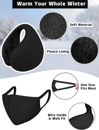 Vista 4 de Motarto Conjunto cálido de invierno, gorro de punto, bufanda y guantes calentadores de oídos, para hombres y mujeres, cubierta cálida para clima frío