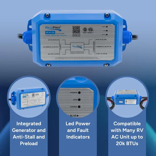 Vista 4 de RecPro RV AC Soft Starter Reduce el arranque de corriente en un 75% Arranque silencioso Indicadores de falla LED Resistente al clima IP65