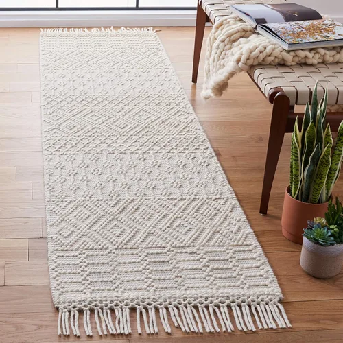 Vista 11 de SAFAVIEH Natura Collection - Alfombra decorativa de 2 x 3 pies, color marfil, con flecos de lana marroquí bohemia, hecha a mano, ideal para zonas