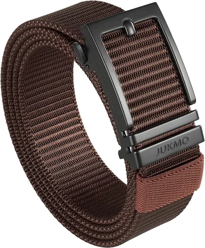 Vista 11 de JUKMO Cinturón de golf de trinquete para hombres, cinturón táctico de tela de nailon con hebilla deslizante automática