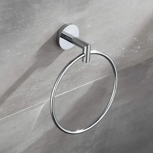 Vista 5 de Anillo de toalla cromado, toallero de mano de latón para baño, toallero de mano moderno montado en la pared, cromo, 077060-CR Leo Seires
