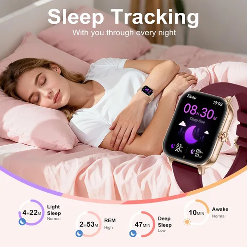Vista 3 de Relojes inteligentes para mujer (Android y iPhone), reloj inteligente HD de 1.85 pulgadas con llamadas/mensajes/notificaciones, batería de 1000 mAh