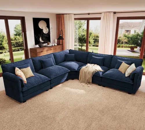 Vista 47 de Sofá modular de gran tamaño de 113 pulgadas, cómodo sofá en forma de L con funda extraíble, asiento ancho y profundo moderno para sala de estar