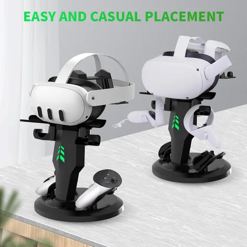 Vista 4 de G-STORY Base de carga para auriculares y controladores Quest 3Quest 3SQuest 2 VR, estación de carga VR con luces LED, soporte de carga rápida