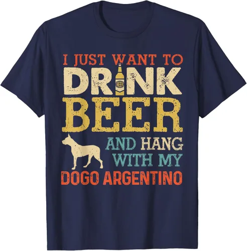 Vista 19 de Dogo Argentino - Camiseta vintage divertida para colgar con perro, Negro