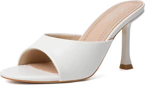 Vista 10 de Mostrin - Sandalias con tacón de gatitos para mujer, con punta redonda con lazo, vintage, sexy, de tacón aguja, sin talón, para fiesta y uso diario