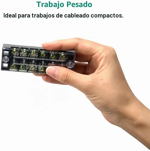 Vista 7 de 10 piezas (5 juegos) Bloques de tira de terminal de tornillo de 6 posiciones de doble hilera 600 V 25 A con cubierta + tira de barrera de terminales