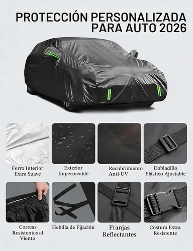 Vista 8 de Proadsy - Cubierta para automóvil, resistente al viento, sol, lluvia, rayos UV, polvo y nieve, para todo tipo de clima, impermeable, funda