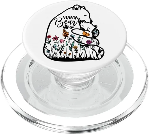 Vista 8 de Mama Bear Wildflower Vintage Retro PopSockets PopGrip intercambiable PopGrip