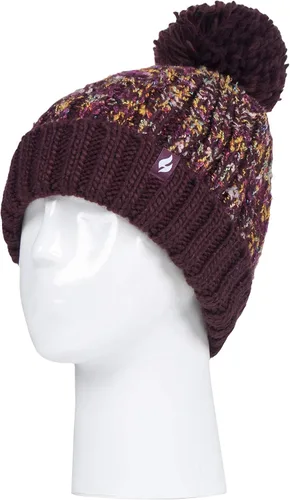 Vista 3 de HEAT HOLDERS - Elegante sombrero de punto para mujer con forro polar grande con pompones