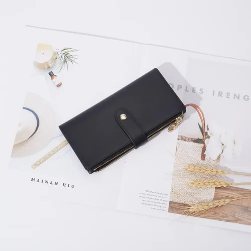 Vista 6 de LAORENTOU Carteras de cuero de vaca para mujer carteras plegables para mujer carteras con bloqueo RFID carteras con cremallera alrededor