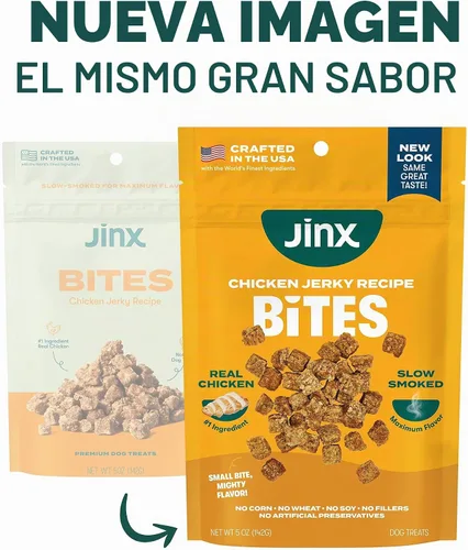 Vista 2 de Jinx Chicken Bites Jerky - Golosinas para perros, suaves y masticables, golosinas jerky totalmente naturales para perros con pollo sin jaula