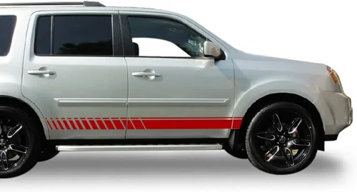 Vista 5 de Bubbles Designs Adhesivo adhesivo de vinilo inferior Racing Stripe Kit compatible con Honda Pilot 2008-2015 (negro)