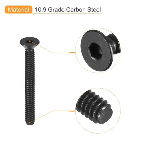 Vista 4 de uxcell Tornillos de Cabeza Plana con Hexágono Interior #4-40x1, Tornillos de Cabeza Plana Avellanada con Hexágono Interior de Acero al Carbono Grado