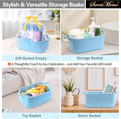 Vista 3 de Cestas de regalo grandes vacías para llenar, bonita canasta tejida para adolescentes, mujeres, baby shower, cubo de juguetes pequeño decorativo