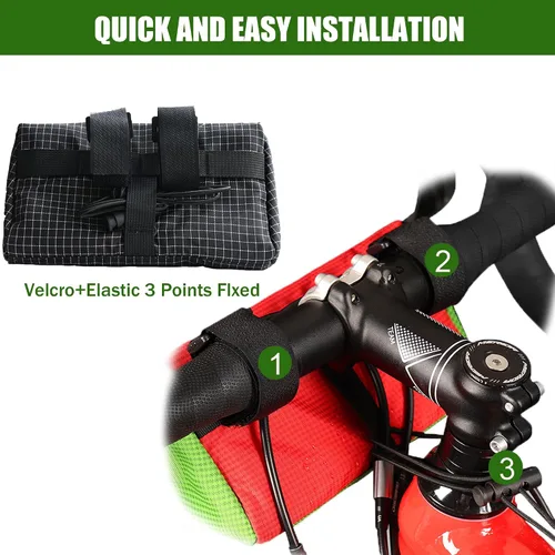 Vista 5 de Bolsa para Manillar de Bicicleta Vortika, Paquete de Cesta Frontal para Bicicleta Infantil, Bolsa Impermeable para Bicicletas, Bolsa Pequeña
