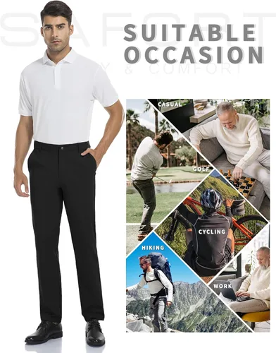 Vista 6 de Safort Pantalones de vestir ajustados para hombre, elásticos e impermeables para uso diario