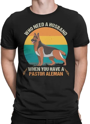 Vista 3 de Who Needs A Husband When You Have A Pastor Aleman Vintage Retro para los amantes de los perros, camisasudaderasudadera con capucha