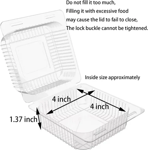 Vista 3 de 100 Piezas Recipientes de Plástico Transparente para Llevar, Recipiente Desechable Tipo Almeja para Postres con Tapa, para Ensaladas, Pasta